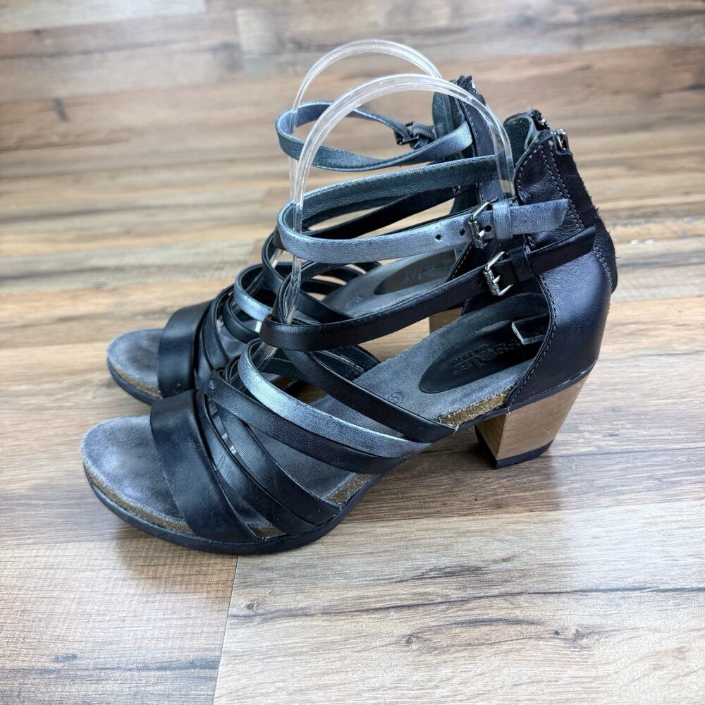 Bussola Black and Gray Strappy Sandals with Adjustable Ankle Straps
